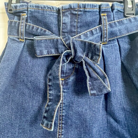 Altar'd State Dark Wash Denim Paper Bag Mini Skirt Size XS - Picture 2 of 6